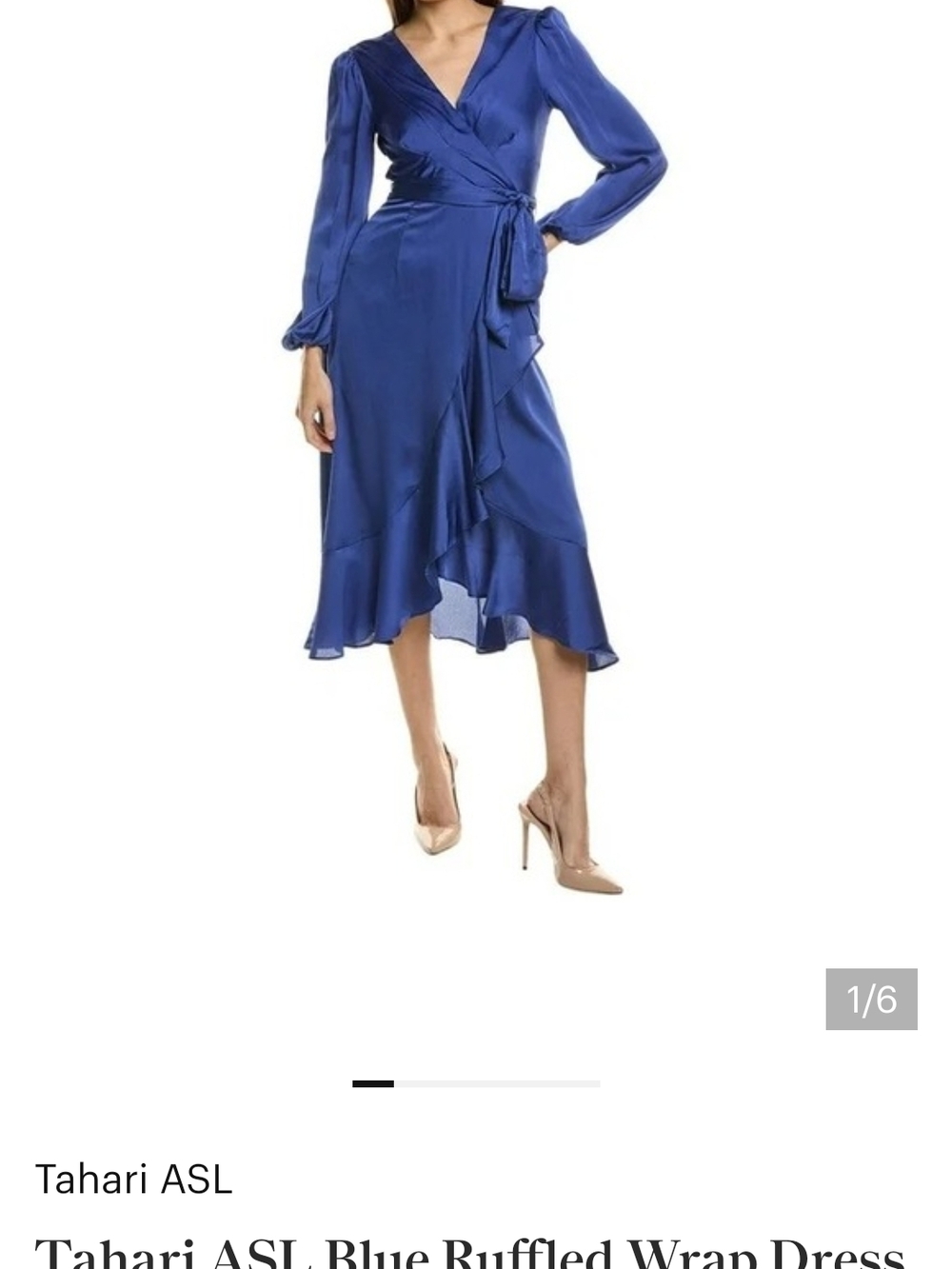 Tahari ASL Blue Ruffled Midi Dress Size 10